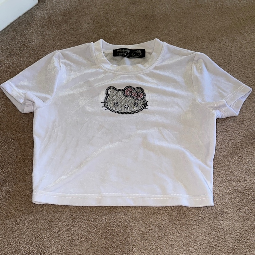 Forever 21 hello kitty velvet crop top size small